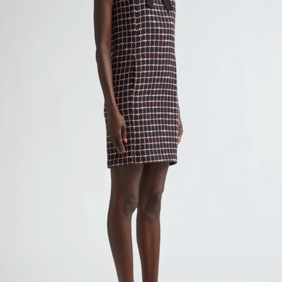 St John Women's Bow-Embellished Tweed Mini Dress in Black/haute Red/pearl Multi - Picture 4 of 12